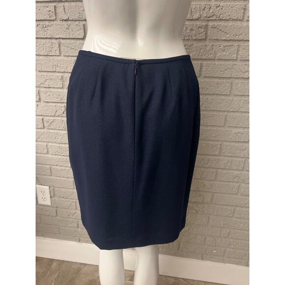 Le Suit Women Navy Sliver Shimmer Crepe 3 PCS Tank Skirt Jacket Suit Size 8P - Picture 6 of 15